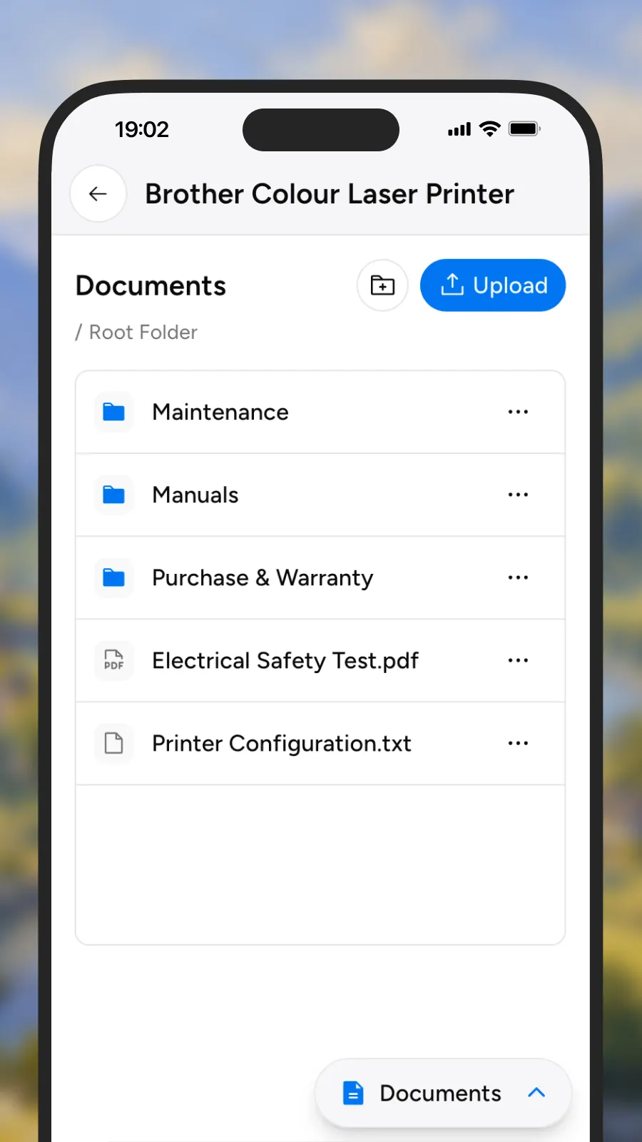 Asset documents and history