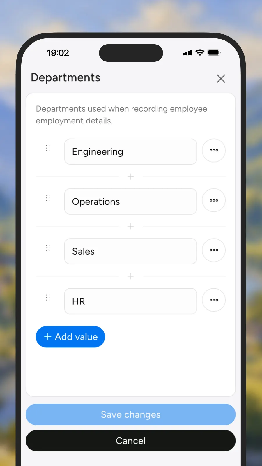 Managing company departments
