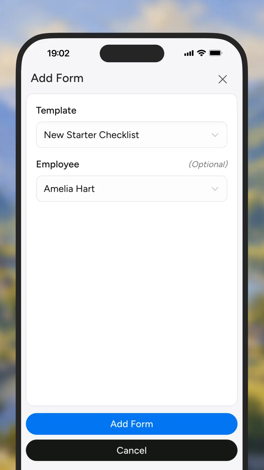 Subject employee on a form
