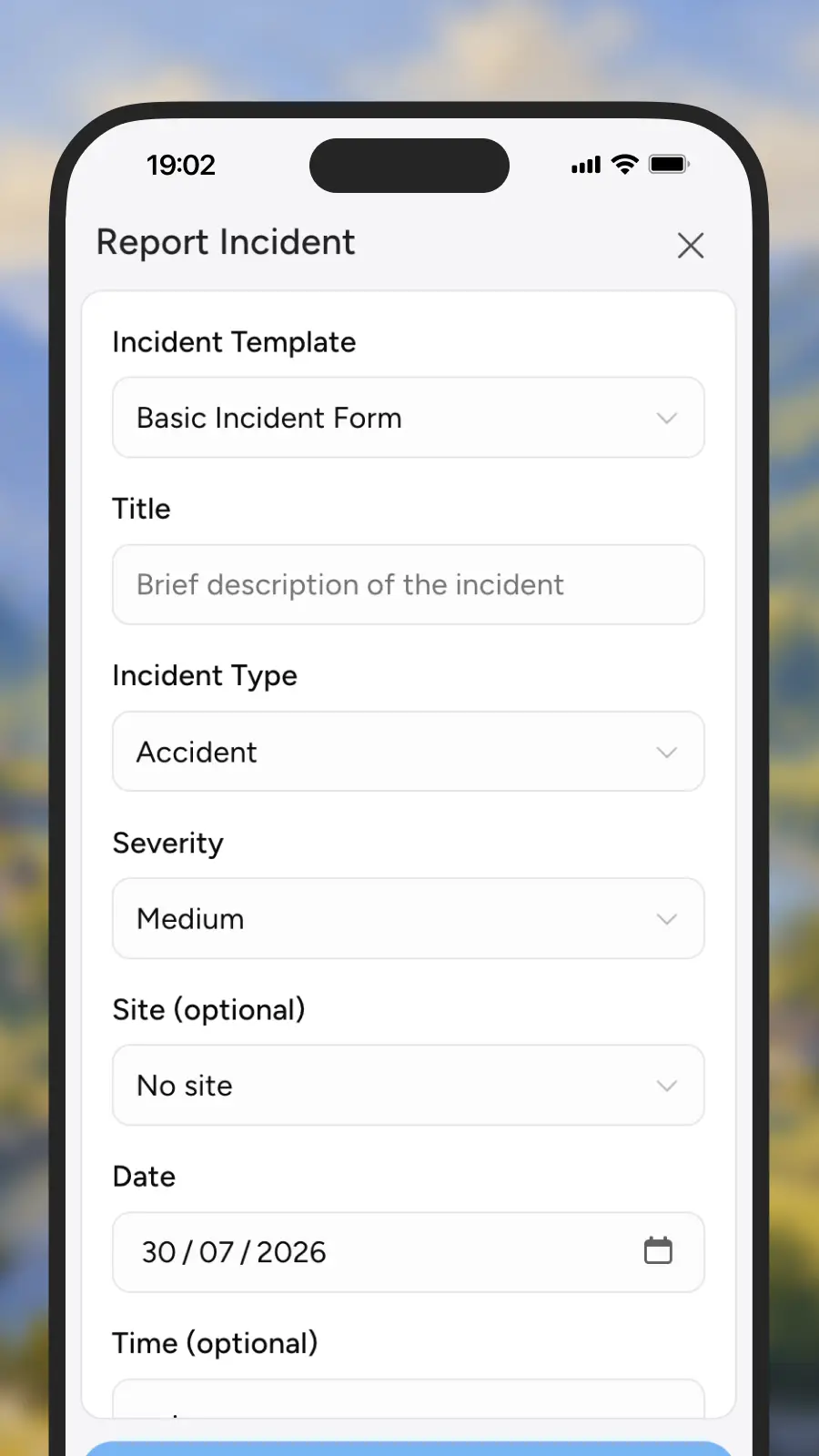 Report incident form