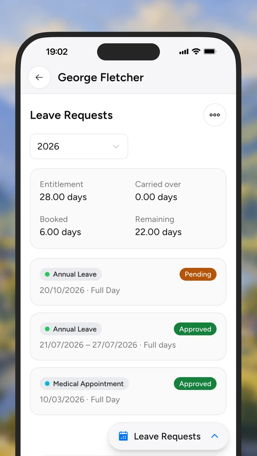 Leave entitlement by leave year