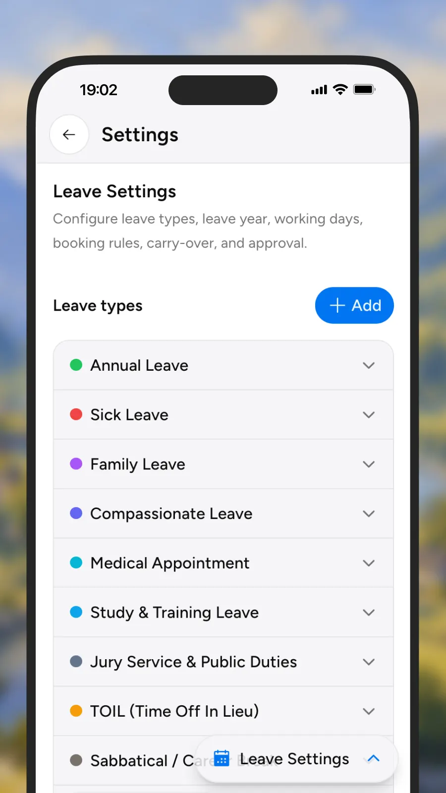 Leave approval settings