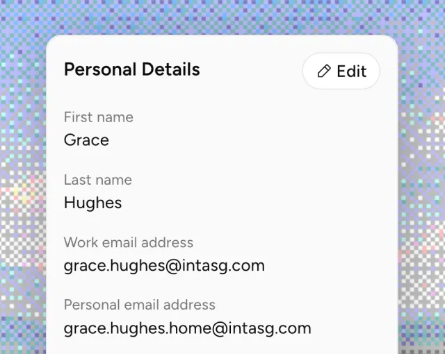 Personal information on an employee profile
